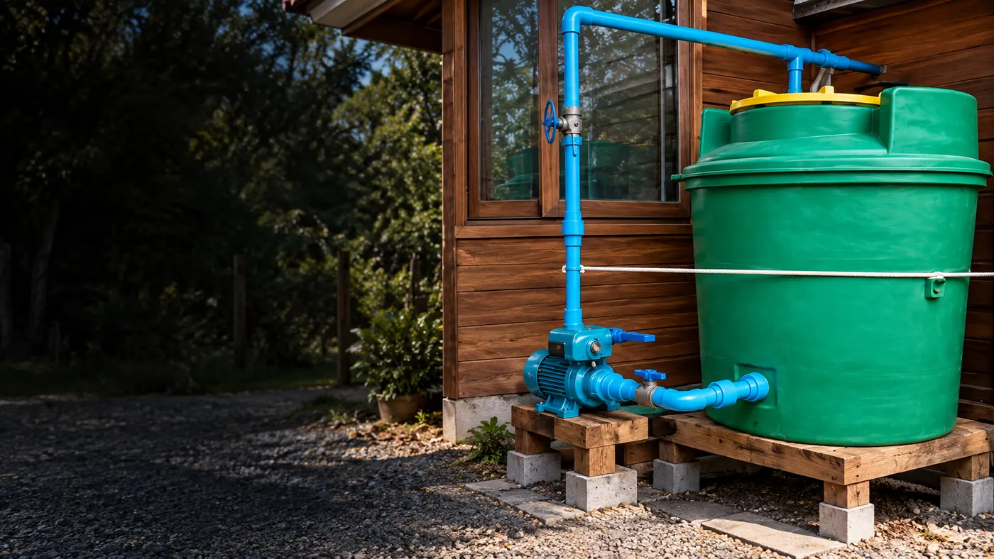Sistema de estanque y bomba para vivienda rural
